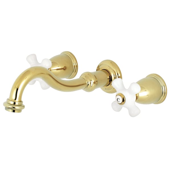 Roman Tub Faucet, Polished Brass, Wall Mount